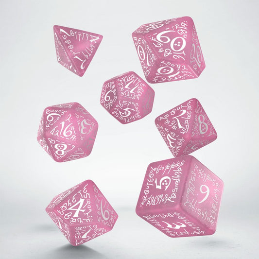 RPG Dice Set - Elvish Dice: Shimmering Pink & White (7)