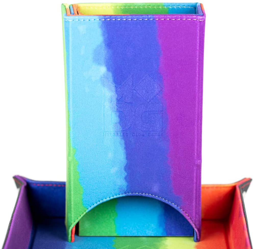 Fold Up Velvet Dice Tower - Watercolor Rainbow