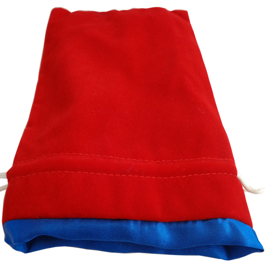 6" x 8" Large Dice Bag - Red Velvet  w/ Blue Satin Lining