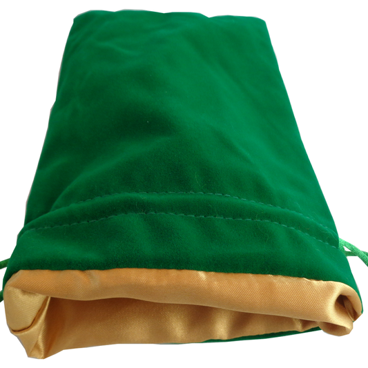 6" x 8" Large Dice Bag - Green Velvet  w/ Gold Satin Lining