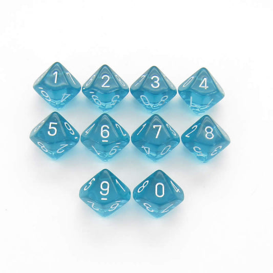 Translucent: D10 - Teal/White (10)