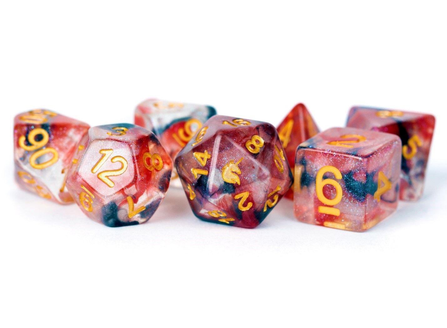 Unicorn: 16mm Resin Poly Dice Set - Phoenix Ash (7)