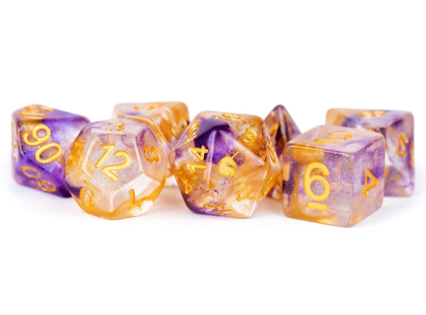 Unicorn: 16mm Resin Poly Dice Set - Royal Sunset (7)