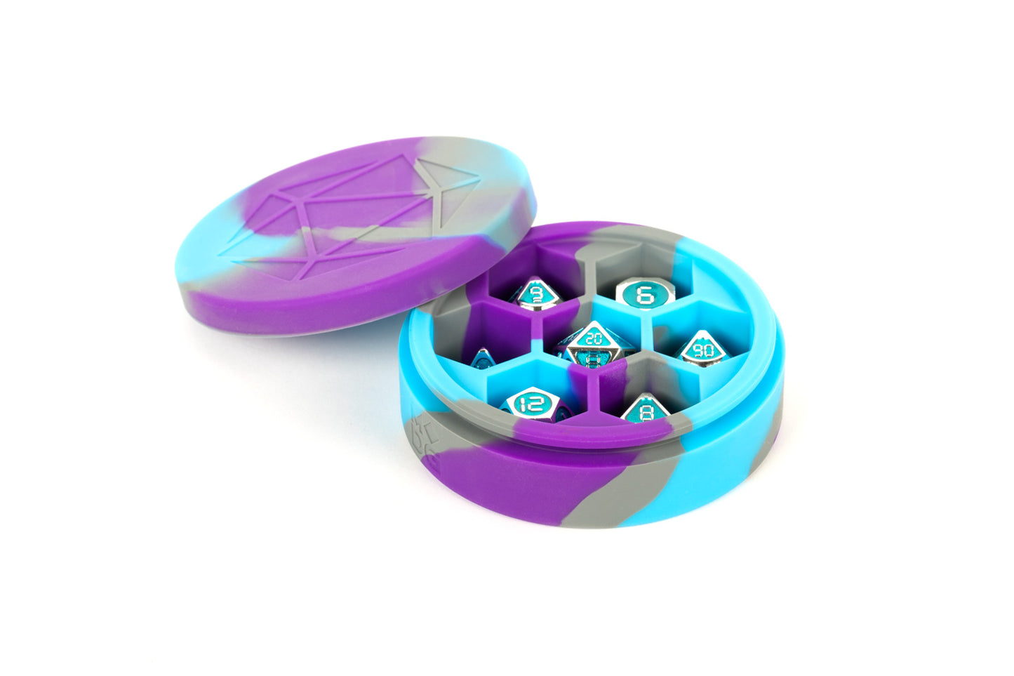 Silicone Round Dice Case - Purple/Grey/Light Blue