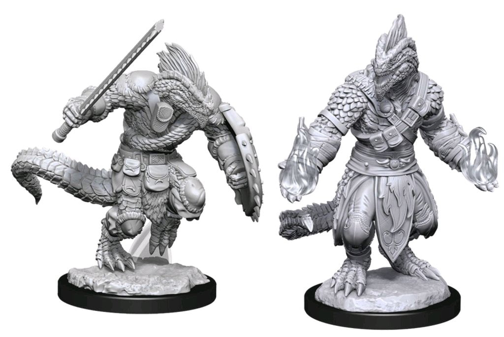 Nolzur's Marvelous Unpainted Miniatures - Lizardfolk Barbarian & Lizardfolk Cleric