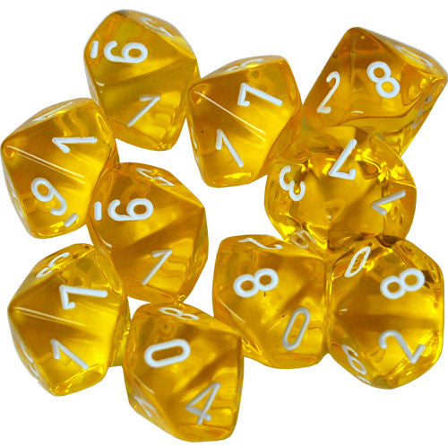 Translucent: D10 - Yellow/White (10)