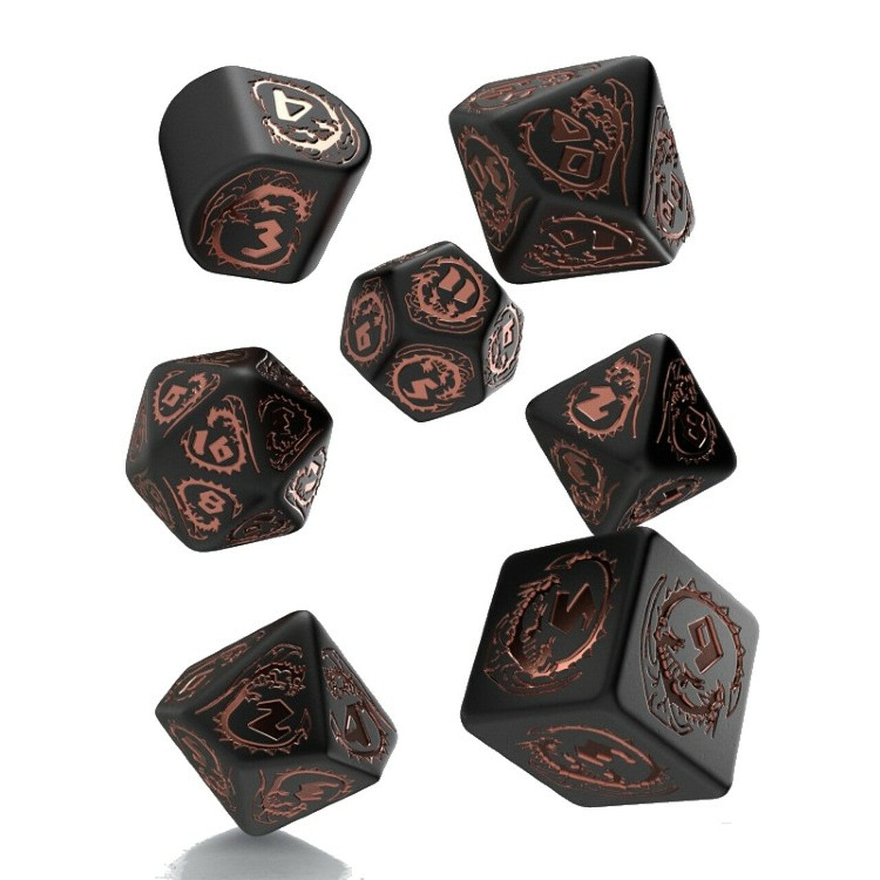 RPG Dice Set - Dragons: Black & Copper (7)