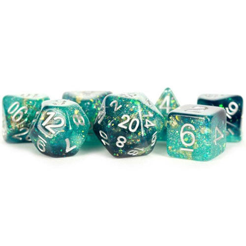 Eternal: 16mm Resin Poly Dice Set - Teal/Black (7)