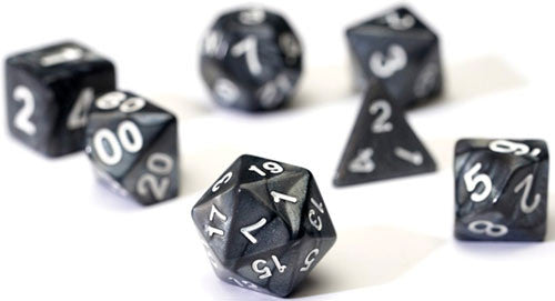 RPG Dice Set - Pearl Charcoal Grey Acrylic (7)